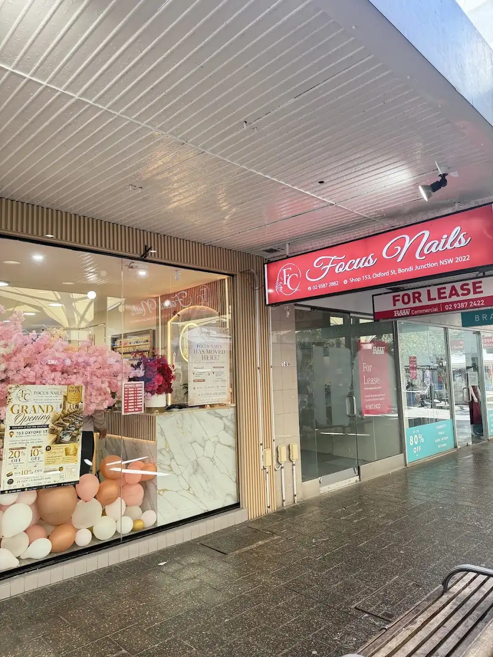 The Focus Nails shopfront on Oxford St, Bondi Junction